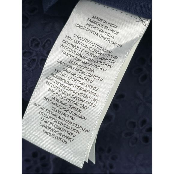 Ralph Lauren Dress Kids Girls Size 16 Navy Blue Eyelet Flutter Sleeve‎ New - Picture 10 of 11